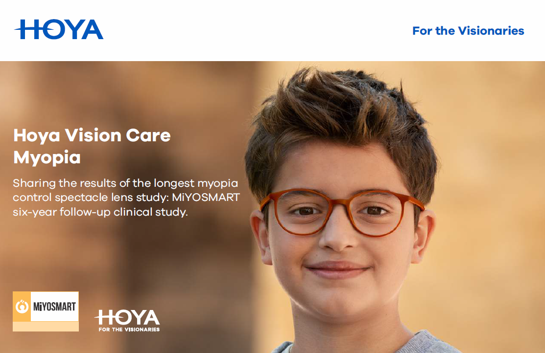 HOYA Vision Care Releases Results of First of its Kind Six-Year MiYOSMART Spectacle Lens Follow-up Clinical Study